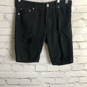 Pacsun: Skinny  Black Distressed Shorts. Size:(32)
